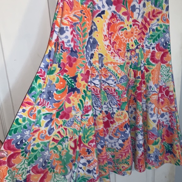 Ralph Lauren Yellow Multicolor Paisley Floral Print Fit & Flare Midi Dress - Picture 6 of 10